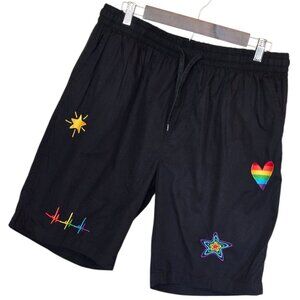 Men's Black Embroidered Pride Shorts